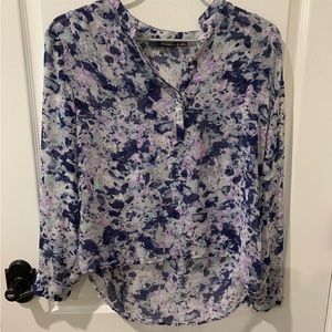 Beautiful Lavender and Pink Floral Button Down Top by Anna